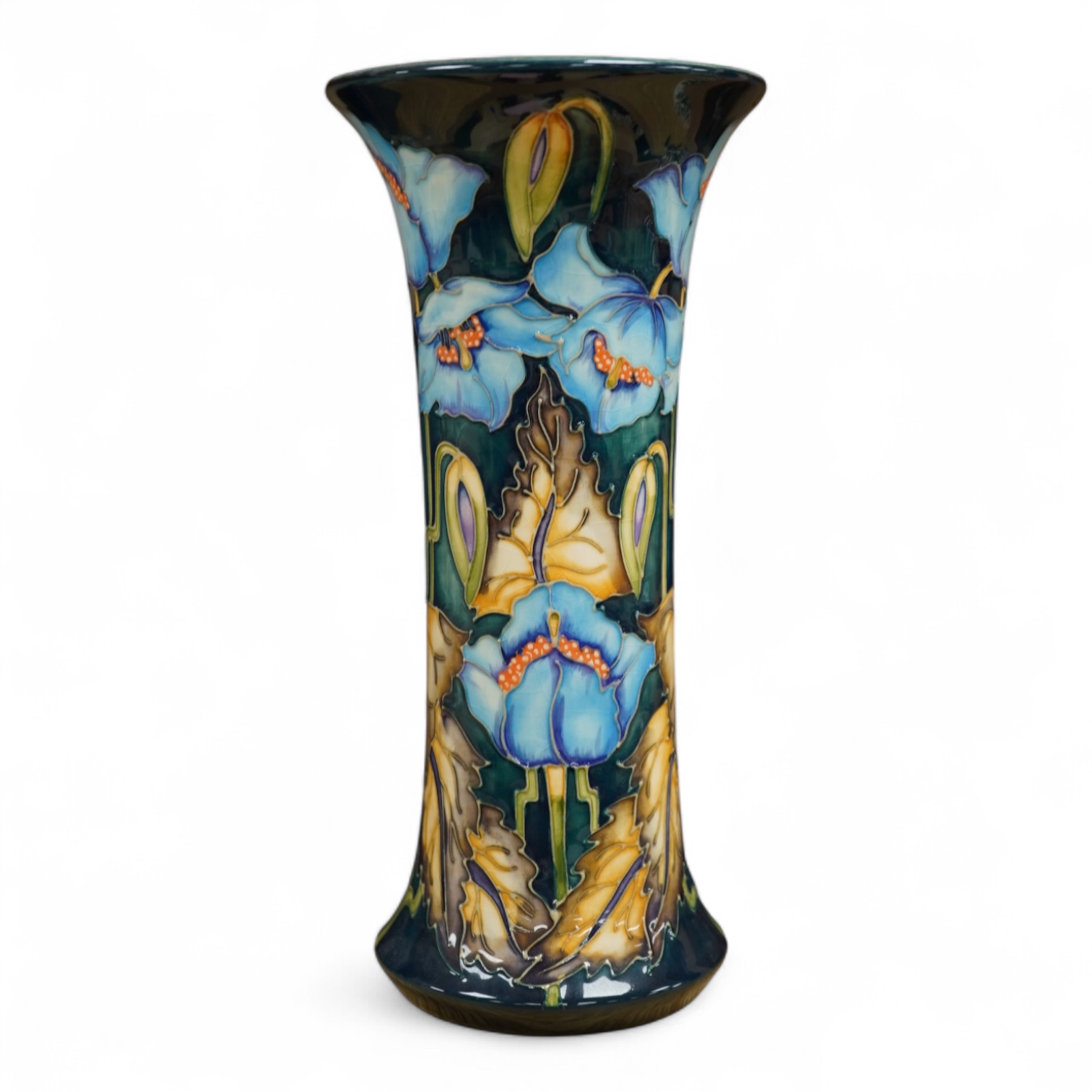 A Moorcroft ‘Blue Rhapsody’ vase, designed by Philip Gibson, 2001, created for the collectors club. Boxed. 26cm tall.